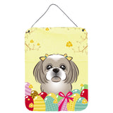 Caroline'S Treasures Gray Silver Shih Tzu Easter Egg Hunt Wall Or Door Hanging Prints Bb1932Ds1216, 16Hx12W, Multicolor