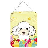 Caroline'S Treasures White Poodle Easter Egg Hunt Wall Or Door Hanging Prints Bb1939Ds1216, 16H X 12W, Multicolor