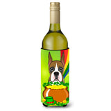 Caroline'S Treasures Bb1967Literk Boxer St. Patrick'S Day Wine Bottle Hugger Koozie, 750Ml, Multicolor