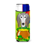 Caroline'S Treasures Bb1973Muk Saluki St. Patrick'S Day Michelob Ultra Koozies For Slim Cans, Multicolor