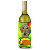 Caroline'S Treasures Bb1977Literk Wirehaired Dachshund St. Patrick'S Day Wine Bottle Hugger Koozie, 750Ml, Multicolor,