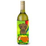 Caroline'S Treasures Bb1978Literk Chocolate Labrador St. Patrick'S Day Wine Bottle Hugger Koozie, 750Ml, Multicolor
