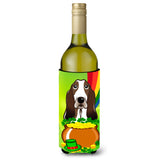 Caroline'S Treasures Bb1987Literk Basset Hound St. Patrick'S Day Wine Bottle Hugger Koozie, 750Ml, Multicolor