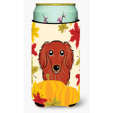 Caroline'S Treasures Bb2020Tbc Longhair Red Dachshund Thanksgiving Tall Boy Hugger Koozie, Multicolor