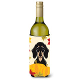Caroline'S Treasures Bb2021Literk Smooth Black And Tan Dachshund Thanksgiving Wine Bottle Hugger Koozie, 750Ml, Multic