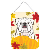 Caroline'S Treasures White English Bulldog Thanksgiving Wall Or Door Hanging Prints Bb2026Ds1216, 16H X 12W, Multicolo