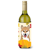Caroline'S Treasures Bb2031Literk Shiba Inu Thanksgiving Wine Bottle Hugger Koozie, 750Ml, Multicolor