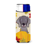 Caroline'S Treasures Bb2037Muk Weimaraner Thanksgiving Michelob Ultra Koozies For Slim Cans, Multicolor