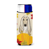 Caroline'S Treasures Bb2050Muk Afghan Hound Thanksgiving Michelob Ultra Koozies For Slim Cans, Multicolor