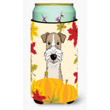 Caroline'S Treasures Bb2053Tbc Wire Haired Fox Terrier Thanksgiving Tall Boy Hugger Koozie, Multicolor