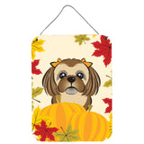 Caroline'S Treasures Chocolate Brown Shih Tzu Thanksgiving Wall Or Door Hanging Prints Bb2055Ds1216, 16Hx12W, Multicolor