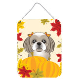Caroline'S Treasures Gray Silver Shih Tzu Thanksgiving Wall Or Door Hanging Prints Bb2056Ds1216, 16Hx12W, Multicolor