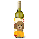 Caroline'S Treasures Bb2062Literk Chocolate Brown Poodle Thanksgiving Wine Bottle Hugger Koozie, 750Ml, Multicolor