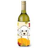 Caroline'S Treasures Bb2063Literk White Poodle Thanksgiving Wine Bottle Hugger Koozie, 750Ml, Multicolor