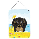 Caroline'S Treasures Longhair Black And Tan Dachshund Summer Beach Wall Or Door Hanging Prints Bb2081Ds1216, 16Hx12W, Multicol