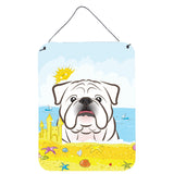 Caroline'S Treasures White English Bulldog Summer Beach Wall Or Door Hanging Prints Bb2088Ds1216, 16H X 12W, Multicolo