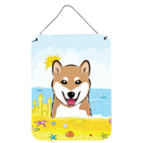 Caroline'S Treasures Shiba Inu Summer Beach Wall Or Door Hanging Prints Bb2093Ds1216, 16Hx12W, Multicolor