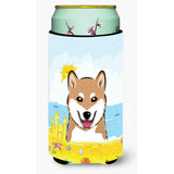 Caroline'S Treasures Bb2093Tbc Shiba Inu Summer Beach Tall Boy Hugger Koozie, Multicolor