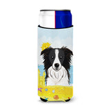 Caroline'S Treasures Bb2109Muk Border Collie Summer Beach Michelob Ultra Koozies For Slim Cans, Multicolor