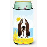 Caroline'S Treasures Bb2111Tbc Basset Hound Summer Beach Tall Boy Hugger Koozie, Multicolor