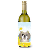 Caroline'S Treasures Bb2118Literk Gray Silver Shih Tzu Summer Beach Wine Bottle Hugger Koozie, 750Ml, Multicolor