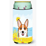 Caroline'S Treasures Bb2122Tbc Red Corgi Summer Beach Tall Boy Hugger Koozie, Multicolor