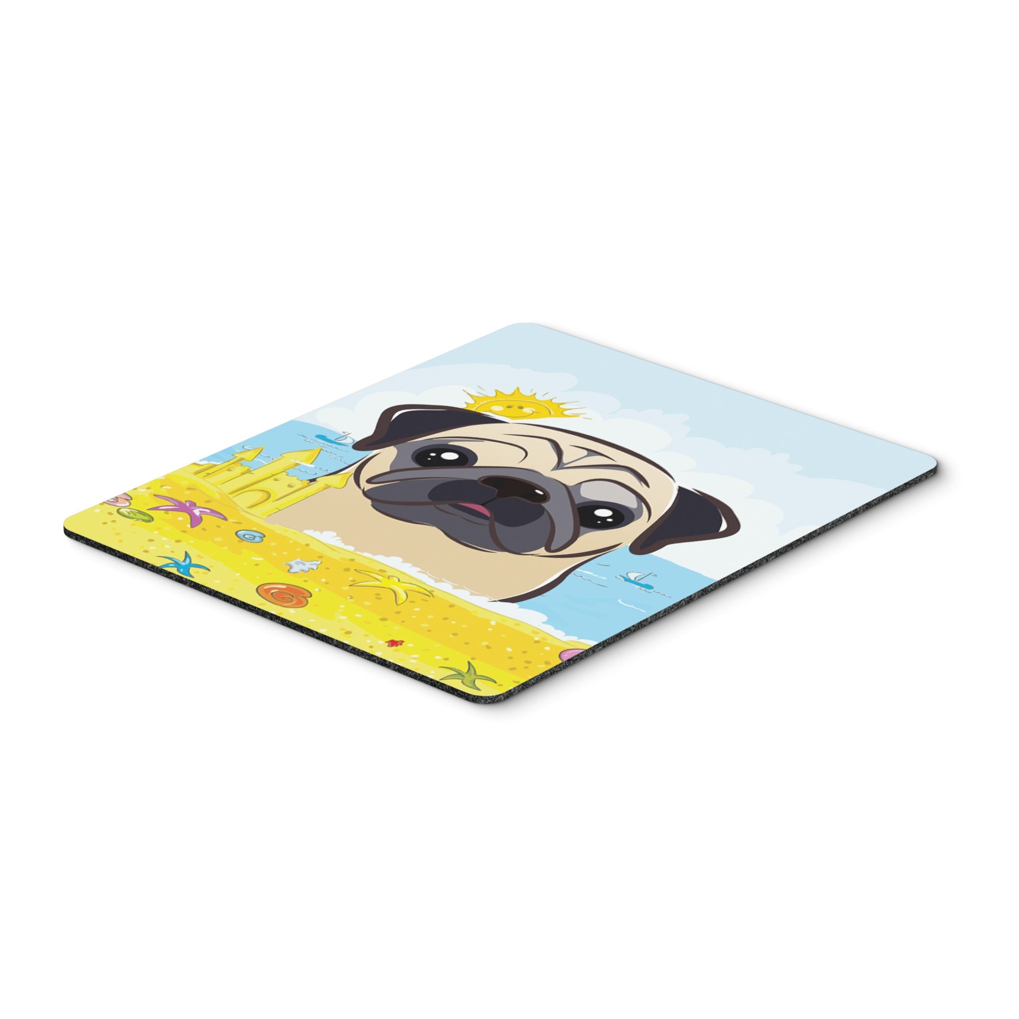 Caroline'S Treasures Fawn Pug Summer Beach Mouse Pad, Hot Pad Or Trivet, Multicolor (Bb2130Mp)