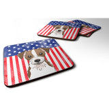 Caroline'S Treasures Bb2132Fc American Flag And Jack Russell Terrier Foam Coaster (Set Of 4), 3.5, Multicolor