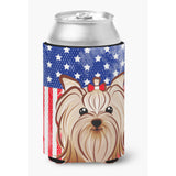 Caroline'S Treasures Bb2134Cc American Flag And Yorkie Yorkshire Terrier Can Or Bottle Hugger, Multicolor