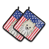 Caroline'S Treasures American Flag & Pomeranian Pair Of Pot Holders Bb2137Pthd, 7.5Hx7.5W, Multicolor