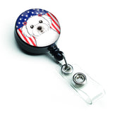 Caroline'S Treasures American Flag And Maltese Retractable Badge Reel, Multicolor (Bb2138Br)