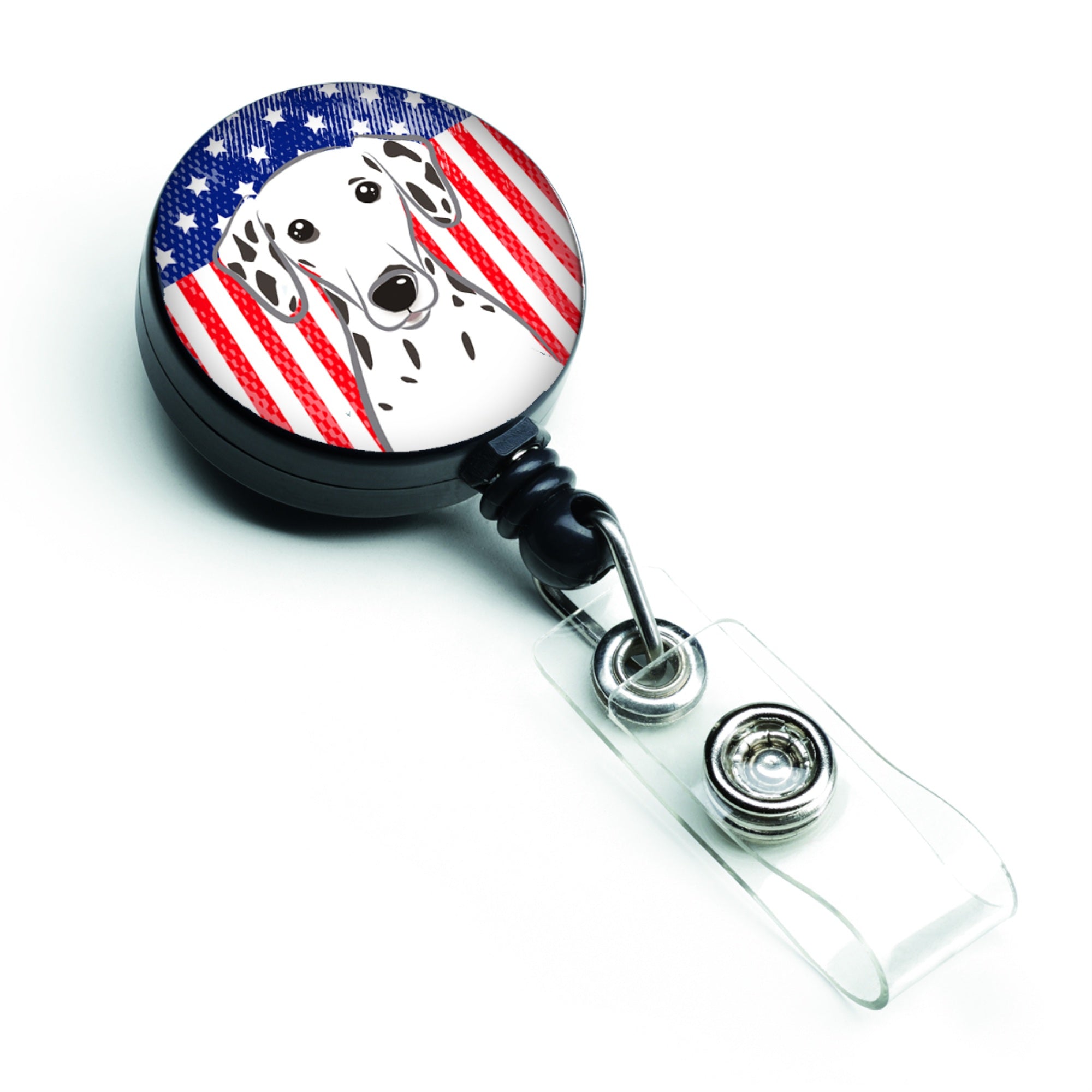 Caroline'S Treasures American Flag And Dalmatian Retractable Badge Reel, Multicolor (Bb2140Br)