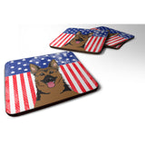 Caroline'S Treasures Bb2141Fc American Flag And German Shepherd Foam Coaster (Set Of 4), 3.5, Multicolor