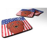Caroline'S Treasures Bb2144Fc American Flag And Longhair Red Dachshund Foam Coaster, 3.5, Multicolor