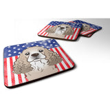 Caroline'S Treasures Bb2146Fc American Flag And Cocker Spaniel Foam Coaster (Set Of 4), 3.5, Multicolor