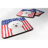 Caroline'S Treasures Bb2147Fc American Flag And Bichon Frise Foam Coaster (Set Of 4), 3.5, Multicolor