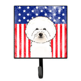 Caroline'S Treasures American Flag And Bichon Frise Leash Or Key Holder Hooks, Multicolor