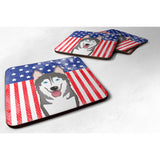 Caroline'S Treasures Bb2148Fc American Flag And Alaskan Malamute Foam Coaster (Set Of 4), 3.5, Multicolor