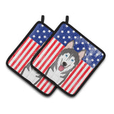 Caroline'S Treasures American Flag & Alaskan Malamute Pair Of Pot Holders Bb2148Pthd, 7.5Hx7.5W, Multicolor