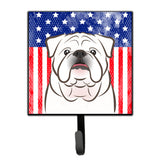 Caroline'S Treasures American Flag And White English Bulldog Leash Or Key Holder Hooks, Multicolor