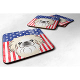 Caroline'S Treasures Bb2151Fc American Flag And Pekingese Foam Coaster (Set Of 4), 3.5, Multicolor