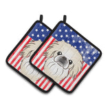 Caroline'S Treasures American Flag & Pekingese Pair Of Pot Holders Bb2151Pthd, 7.5Hx7.5W, Multicolor