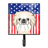 Caroline'S Treasures American Flag And Pekingese Leash Or Key Holder Hooks, Multicolor