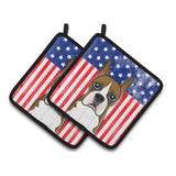 Caroline'S Treasures American Flag & Boxer Pair Of Pot Holders Bb2153Pthd, 7.5Hx7.5W, Multicolor