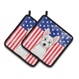 Caroline'S Treasures American Flag & Westie Pair Of Pot Holders Bb2156Pthd, 7.5Hx7.5W, Multicolor