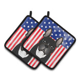 Caroline'S Treasures American Flag & French Bulldog Pair Of Pot Holders Bb2157Pthd, 7.5Hx7.5W, Multicolor