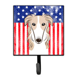 Caroline'S Treasures American Flag And Borzoi Leash Or Key Holder Hooks, Multicolor
