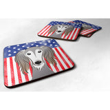Caroline'S Treasures Bb2159Fc American Flag And Saluki Foam Coaster (Set Of 4), 3.5, Multicolor