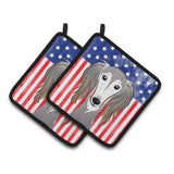 Caroline'S Treasures American Flag & Saluki Pair Of Pot Holders Bb2159Pthd, 7.5Hx7.5W, Multicolor
