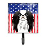 Caroline'S Treasures American Flag And Japanese Chin Leash Or Key Holder Hooks, Multicolor